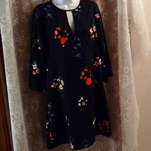 New Vince Camuto size 6 pink blue yellow Floral 3/4 sleeve empire waist dress‎